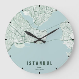 Grande Horloge Ronde Carte minimale de la ville d'Istanbul Turquie