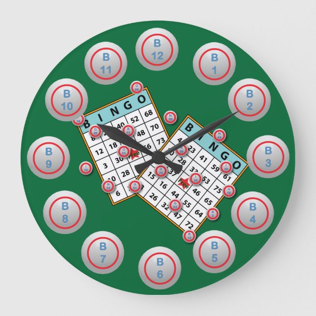 Grande Horloge Ronde Cartes de Bingo et balles (Recto)