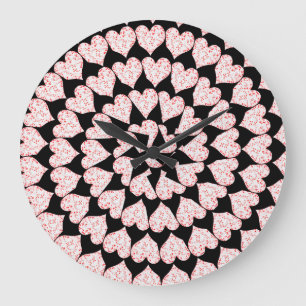 Grande Horloge Ronde Cartes De Poker Coeurs En Motif Circulaire,