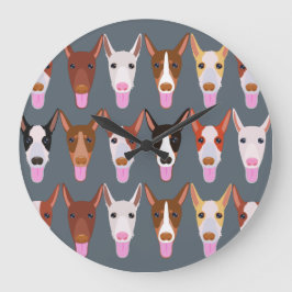 Grande Horloge Ronde Carton gris Podenco Chien Visages