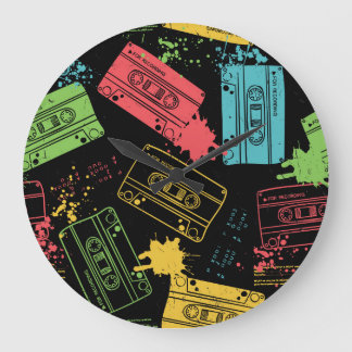 Grande Horloge Ronde Cassettes Cool style années 90