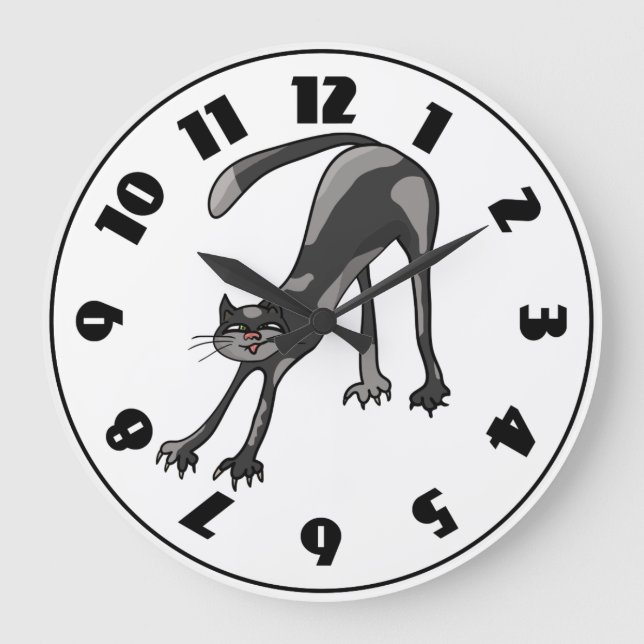 Grande Horloge Ronde Cat Stretching Clock (Recto)
