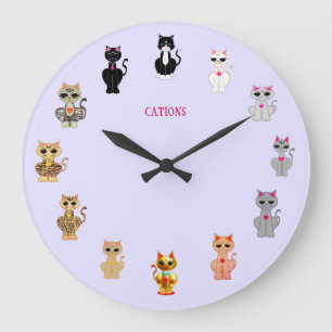 Grande Horloge Ronde Cats de la Coupe moderne