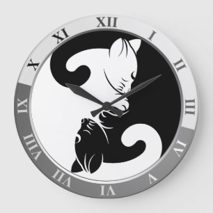 Grande Horloge Ronde Cats yin yang