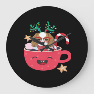 Grande Horloge Ronde Cavalier King Charles Spaniel Teacup Noël Vacances