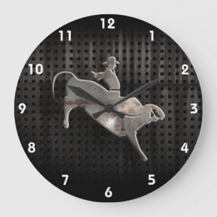 Grande Horloge Ronde Cavalier rocailleux de Taureau