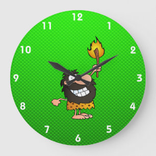 Grande Horloge Ronde Caveman; Vert