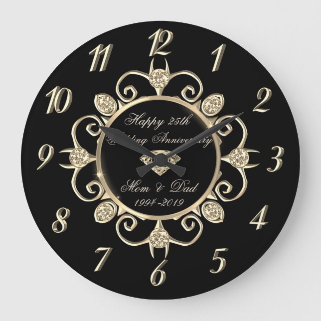 Grande Horloge Ronde Célébration de 25 ans de mariage Gold Diamonds (Recto)