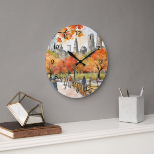 Grande Horloge Ronde Central Park, aquarelles, généré par IA,