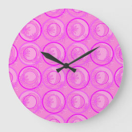 Grande Horloge Ronde Cercles d'accentuation Fleurs Arrière - plans rose