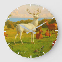 Cerf White Stag Dans Un Champ Ouvert Nature Faune