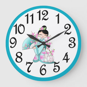 Grande Horloge Ronde Cerisiers asiatiques