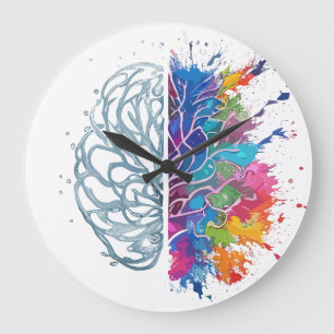 Grande Horloge Ronde Cerveau gauche contre Cerveau droit Création