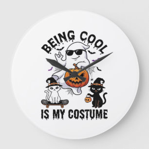 Grande Horloge Ronde C'est Cool C'est Costume Halloween Fantôme Citroui