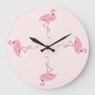 Grande Horloge Ronde C'est l'heure des flamants roses