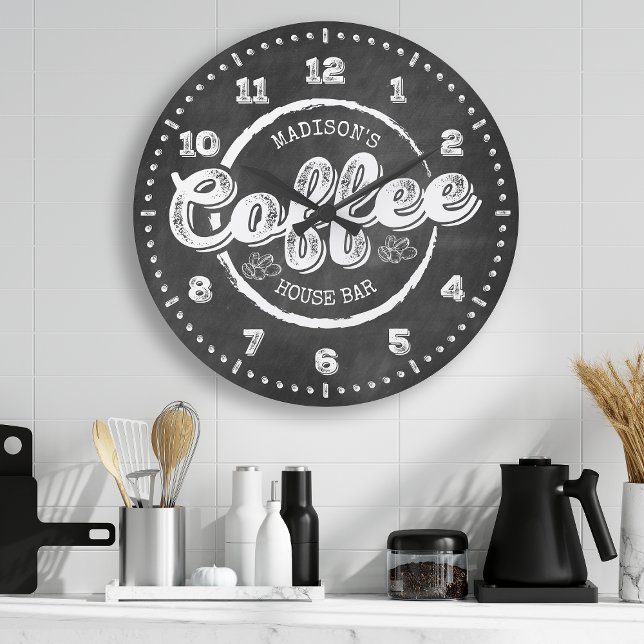 Grande Horloge Ronde Chalkboard Coffee House (Créateur téléchargé)