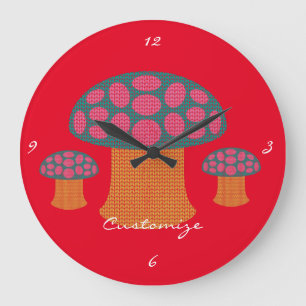 Grande Horloge Ronde Champignons Amanita Rouge Thunder_Cove