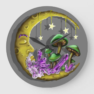 Grande Horloge Ronde Champignons célestes cool conçus 24h/24