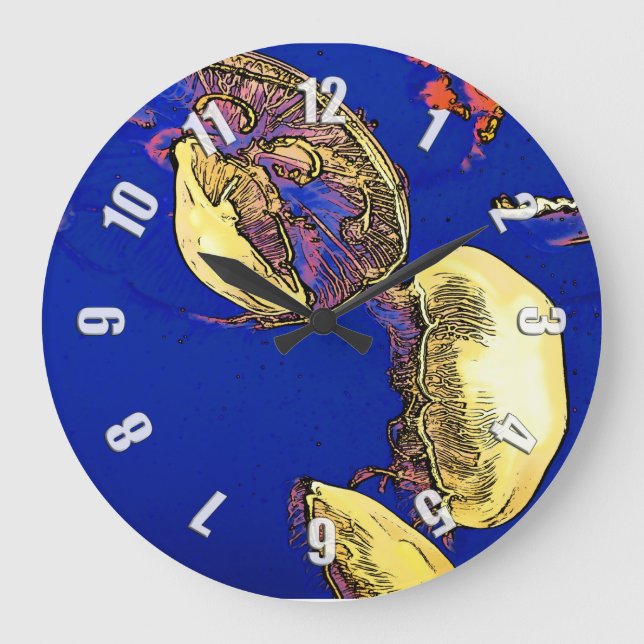 Grande Horloge Ronde Champignons de la mer - Méduses (Recto)