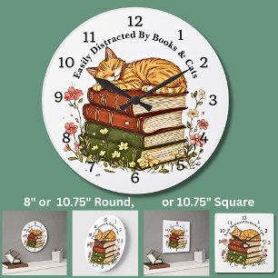 Grande Horloge Ronde Changer le texte - Livres et chats facilement dist
