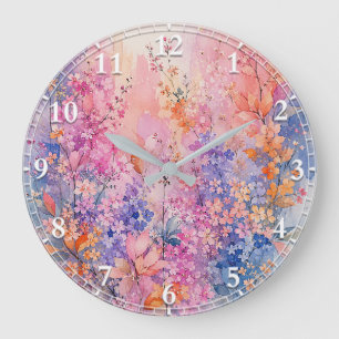 Grande Horloge Ronde Chants d'oiseaux parmi les fleurs