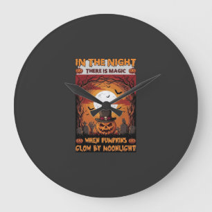 Grande Horloge Ronde Chapeau haut de forme de citrouille d'Halloween de
