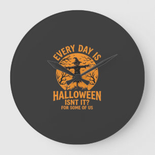 Grande Horloge Ronde Chaque Jour Est Halloween Épouvantail Sorcière Con