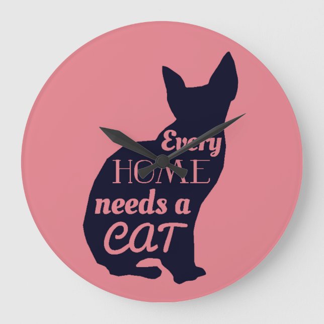 Grande Horloge Ronde Chaque Maison A Besoin D'Un Chat (Recto)