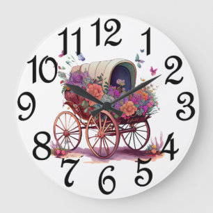 Grande Horloge Ronde Chariot de pays couvert 