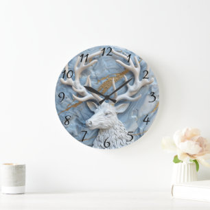 Grande Horloge Ronde Charme de Noël des rennes brillants
