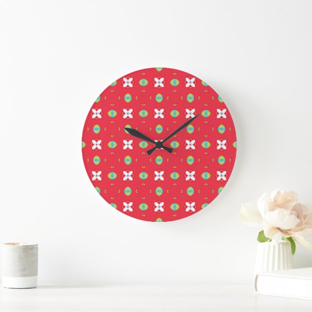 Grande Horloge Ronde Charme des Fêtes de Noël Motif 02 -  (Maison)