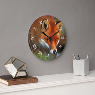 Grande Horloge Ronde Chasse au renard rouge lors d'une peinture à l'hui
