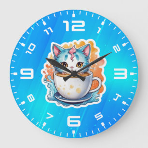 Grande Horloge Ronde Chat à café Mug-94678