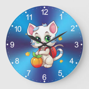 Grande Horloge Ronde Chat À L'École-85241