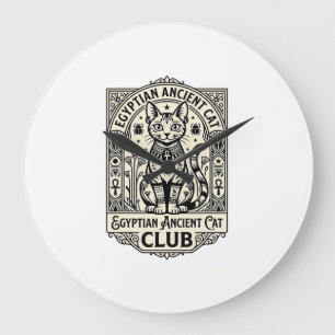 Grande Horloge Ronde Chat ancien égyptien drôle Graphique - Égyptien