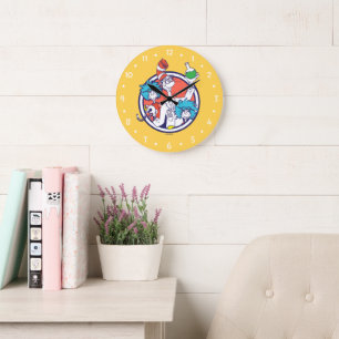 Grande Horloge Ronde Chat dans le Casquette & Lab Tech One Lab Tech Two