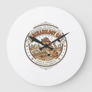 Grande Horloge Ronde Chat d'archéologie Chat d'archéologie Art vectorie