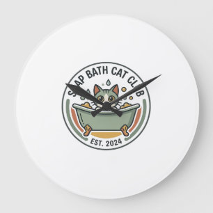 Grande Horloge Ronde Chat de bain savon POD Art Vector - Club Chat de B