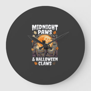 Grande Horloge Ronde Chat de la Lune Méfait d'Halloween