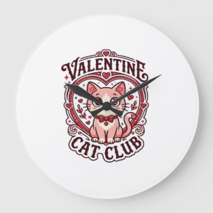 Grande Horloge Ronde Chat de la Saint-Valentin Dessin drôle pour amateu