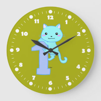 Grande Horloge Ronde chat mignon numéro 1