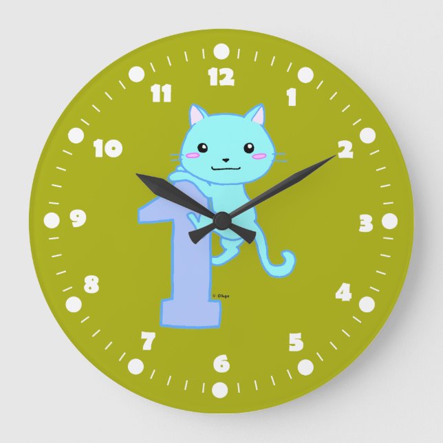 Grande Horloge Ronde chat mignon numéro 1 (Recto)