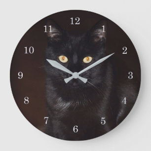 Grande Horloge Ronde Chat noir