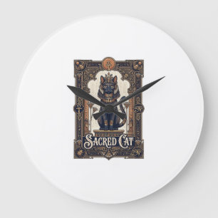 Grande Horloge Ronde Chat Sacré Chat Égypte Antique Vintage Vector Art