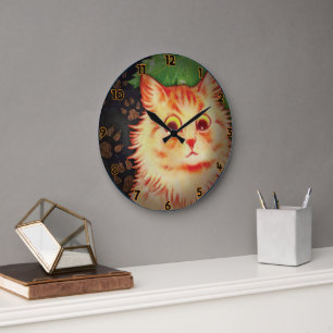 GRANDE HORLOGE RONDE CHAT SUSPECT KITTY
