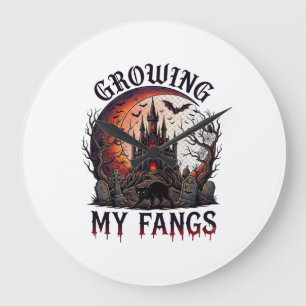 Grande Horloge Ronde Château Hanté Halloween Crocs en Noir Chat