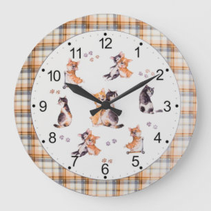 Grande Horloge Ronde Chats