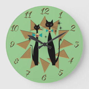 Grande Horloge Ronde Chats Cool modernes de l'ère rétro atomique du m