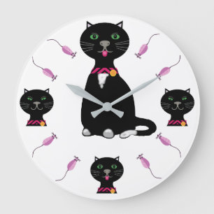 Grande Horloge Ronde Chats et souris