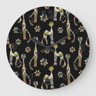 Grande Horloge Ronde Chats mignons